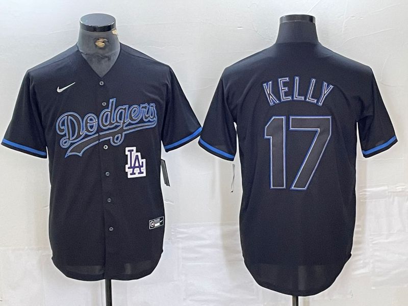 Men Los Angeles Dodgers 17 Kelly Black Fashion Edition 2024 Nike Game MLB Jersey style 1